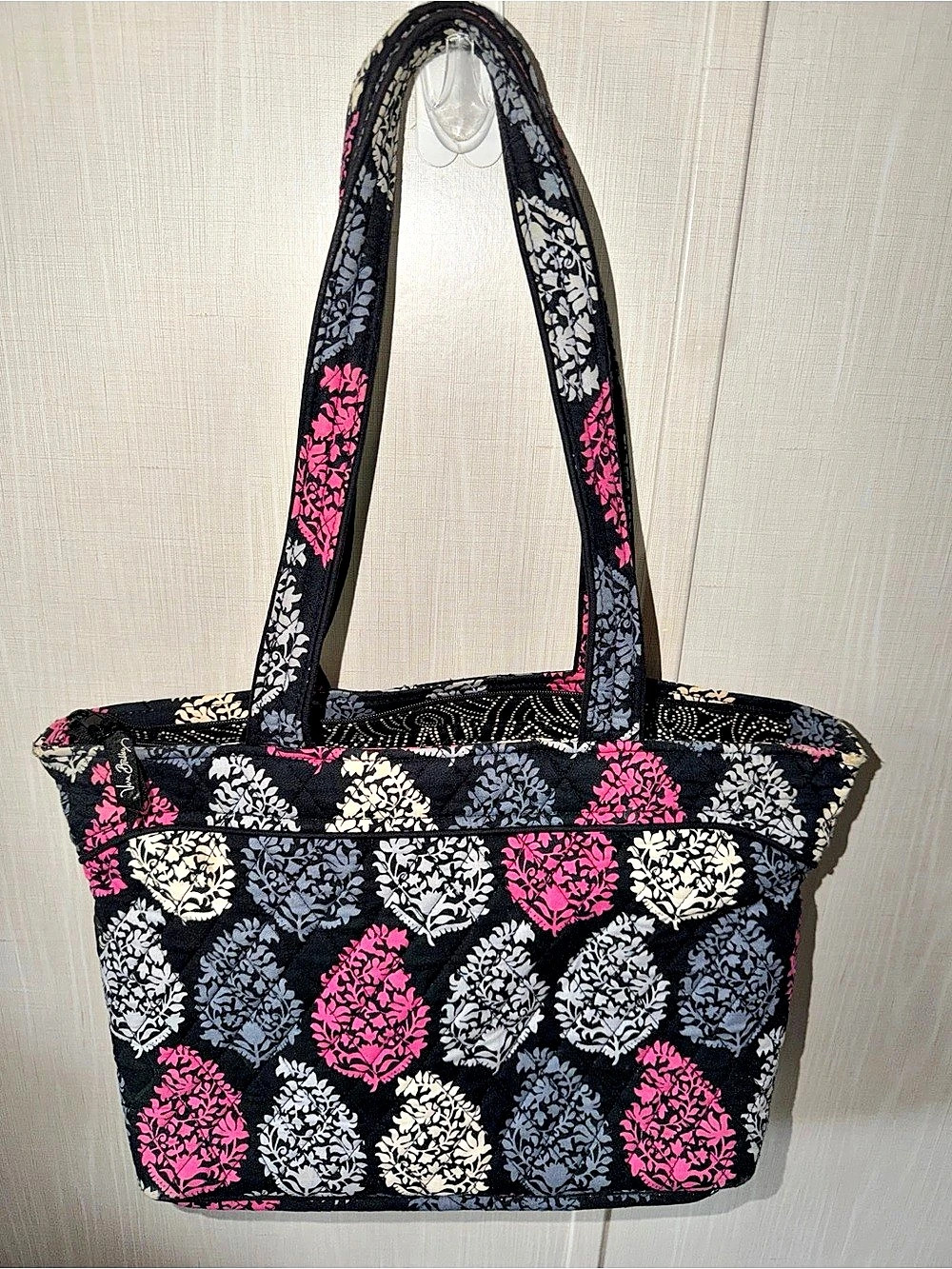 Vera Bradley Floral Tote in Black & Pink